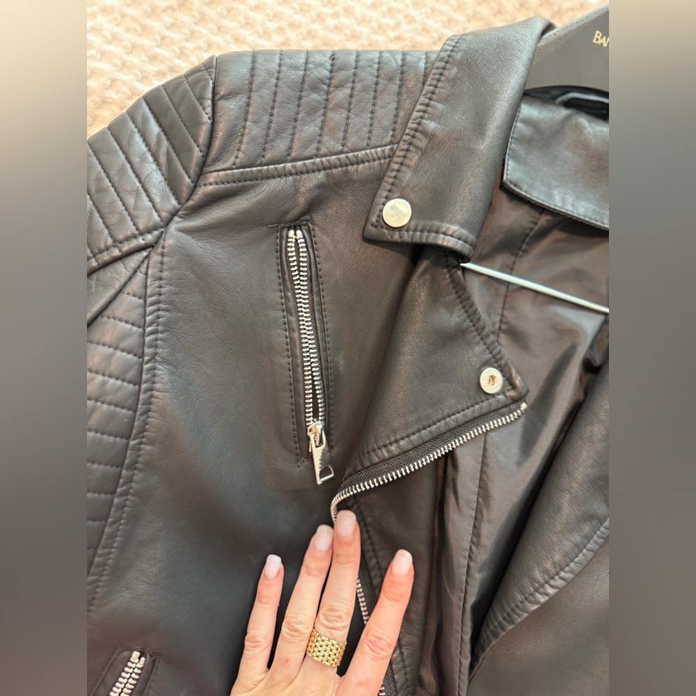 Black Faux Leather Biker Jacket - Picture 5 of 7
